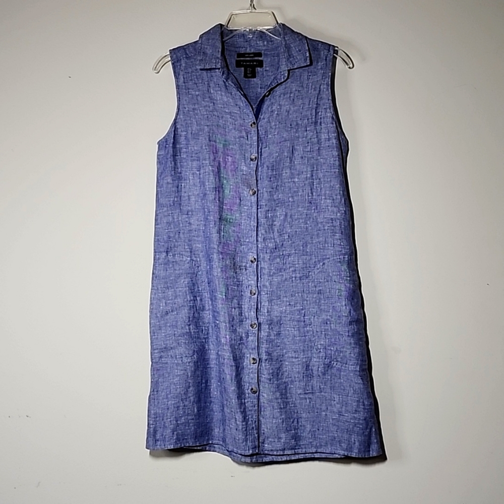 Tahari Sleeveless Button-down Front Linen Dress Size S